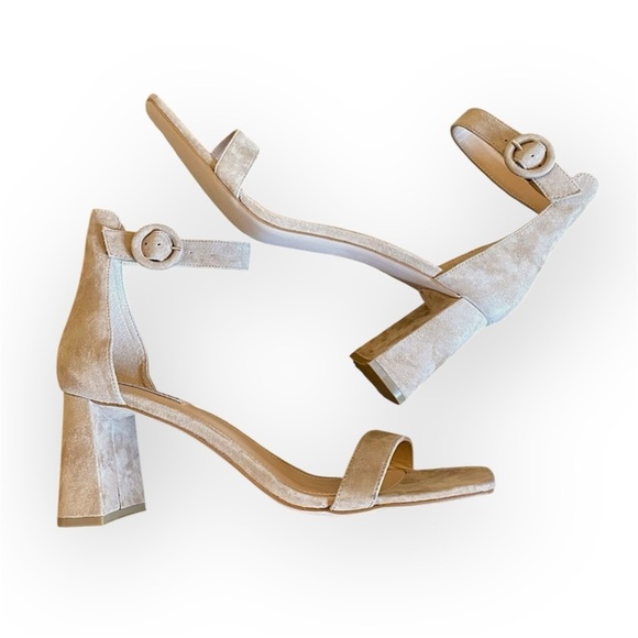Steve Madden Reverie suede Sandals, chunky heel, nude, size 9.5, like new! - Picture 3 of 11